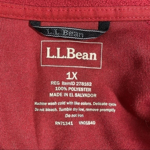 LL Bean Red Fleece Jacket Vest Zip Front 1X - Picture 6 of 6